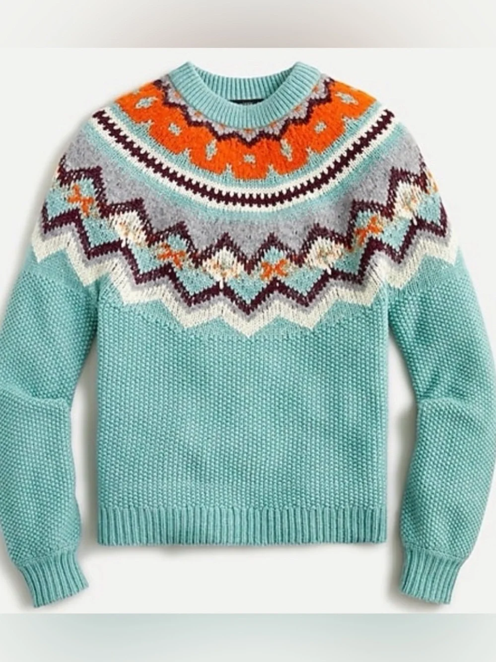 J. Crew Zigzag Fair Isle cable kit Crewneck Sweater Size Medium